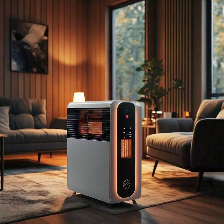 modern electric space heater in a cozy living room setting hvac expert guide
